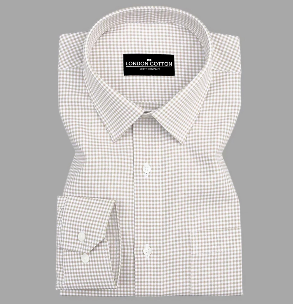 Cream Check Oxford Premium Cotton Shirt For Men       